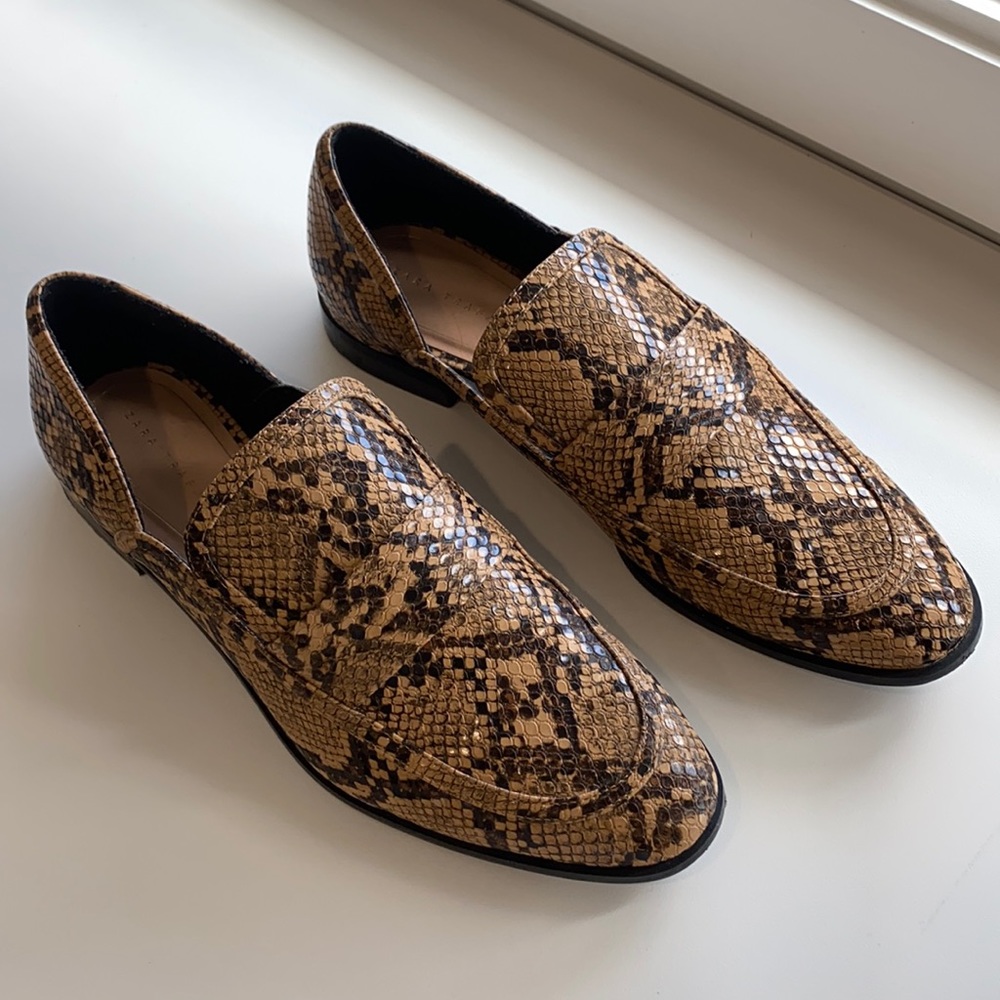 Zara snakeskin loafers. Barely worn